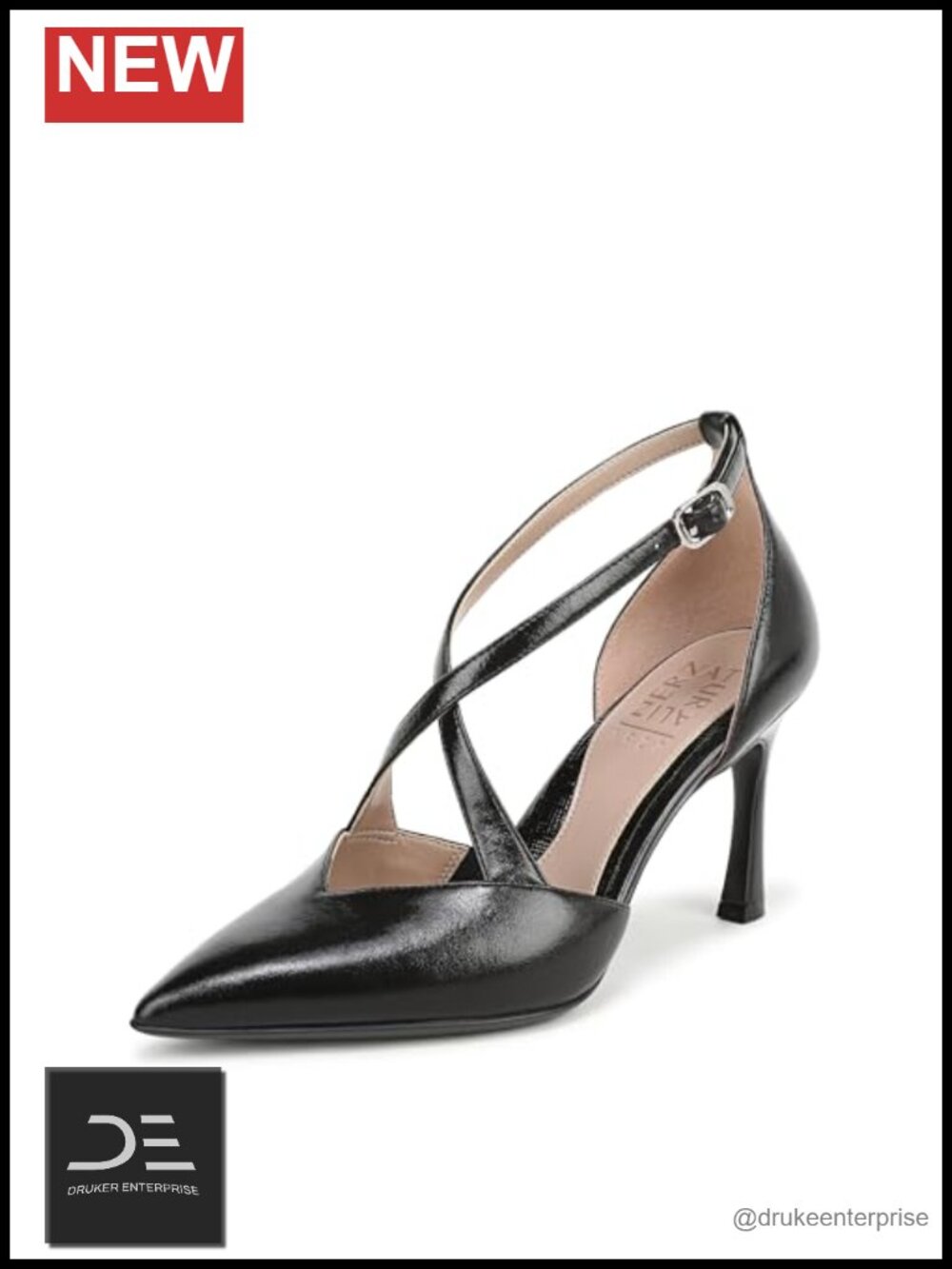 Naturalizer Angelina Leather Pumps Adjustable Strap 3.38" Heel Women's Shoes